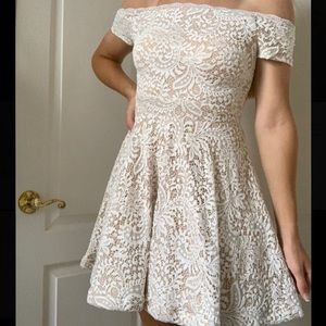 B. Darlin White Lace Off the Shoulder Dress
